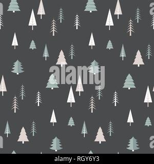 Christmas winter forest landscape . seamless pattern and background . Abstract Vector illustration Stock Vector