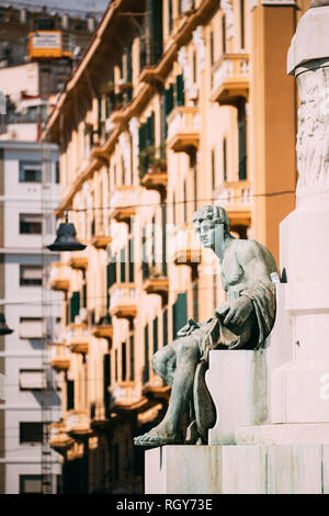 Naples, Campania, Italy. Close Up Details Of Monument Of King Umberto I Who Ruled Italy From 1878 To 1900. Stock Photo