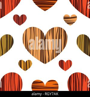 Red, orange, yellow and green hearts with stripes. Seamless pattern background. Vector illustration. Design for textiles Stock Vector