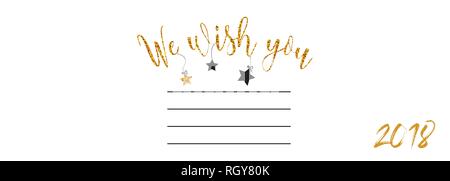 holiday wishes banner . gold greeting on white background. vector illustration Stock Vector
