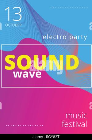 Electronic music poster. Modern club party flyer. Abstract gradients music background. Music fest cover Stock Vector