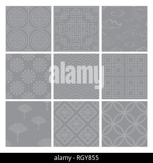 Chinese pattern set with traditional designs. vector illustration Stock Vector