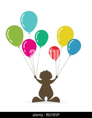 Circus Clown Holding Balloon Isolated Coloring Stock Vector Image & Art ...
