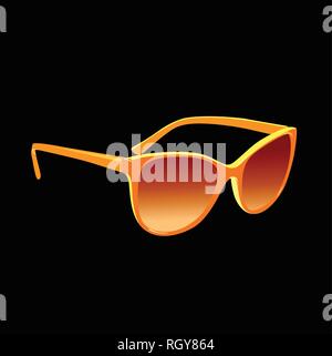 Realistic Orange sunglasses on black background. Vector graphic Stock Vector