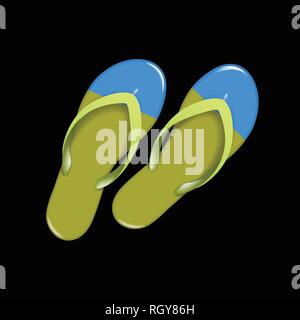 Green realistic Flip Flops Isolated on black background Stock Vector