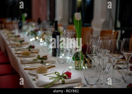 table set with elegance for marriage Stock Photo