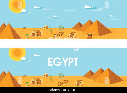 web banner of accient egypt. Editable Vector and Illustration Stock Vector