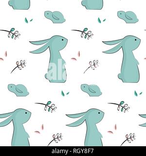 childish pattern with cute rabbits. vector illustration for easter holiday Stock Vector