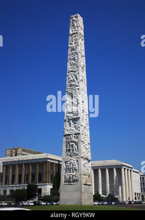 Piazza Guglielmo Marconi und Stele Obelisco di Marconi, Esposizione Universale di Roma, Weltausstellung Rom, EUR, Italien Stock Photo