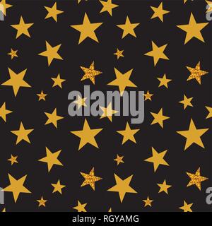 Gold stars. Confetti celebration, Falling golden abstract decoration for party, birthday celebrate, anniversary or event, festive. Festival decor. vec Stock Vector