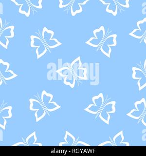 Seamless simple pattern blank of white butterflies on fabric, wallpaper, etc. Stock Vector