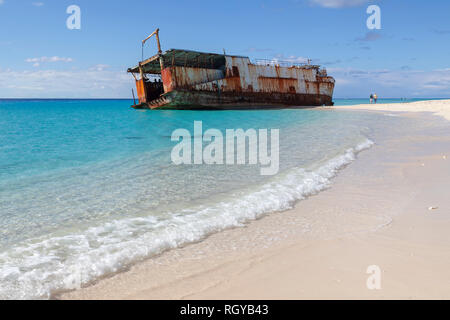 Shipwreck on Turks and Caicos Islands in the Caribbean Stock Photo