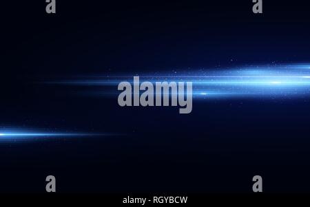 Stylish blue light effect isolated on black background. Blue glitters. Glowing lines with sparkles. Blurred light trails. Vector illustration. EPS 10 Stock Vector