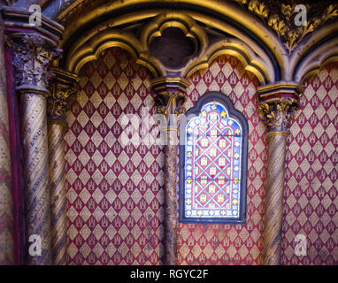 Inside Sainte-Chapelle, the royal chapel in the Gothic style consecrated in 1248. Paris, January 29th, 2019 Stock Photo