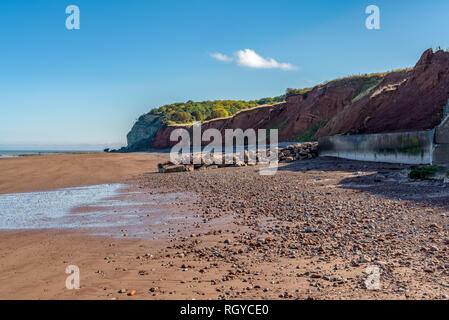 The beach in Blue Anchor, Somerset, England, UK - looking at the Bristol channel Stock Photo