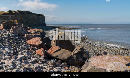 Lilstock Beach in Somerset, England, UK - looking over the Bristol Channel Stock Photo