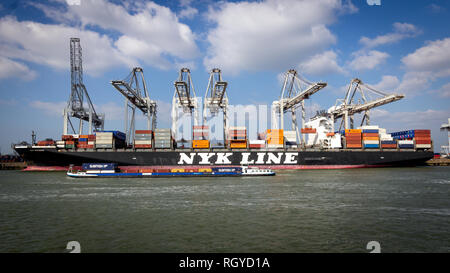 NYK Line container ship Oceanus shown entering the Port of Los Angeles ...
