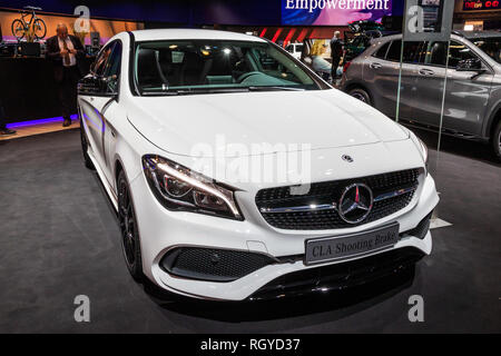 BRUSSELS - JAN 18, 2019: Mercedes Benz CLA Shooting Brake car showcased at the 97th Brussels Motor Show 2019 Autosalon. Stock Photo