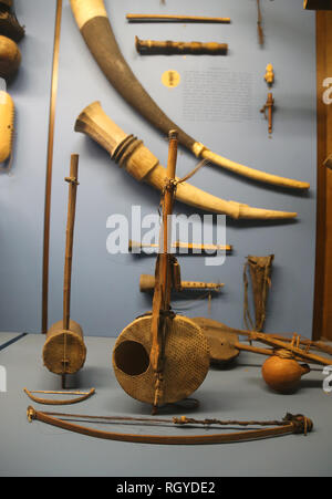 Africa. Musicals instruments. American Museum of Natural History. New York. Unites States. Stock Photo