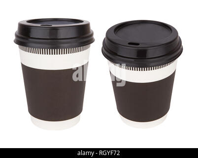 Take-out coffee in thermo cup isolated on a white. Stock Photo