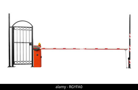 Closed car barrier isolated on white background Stock Photo