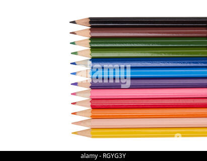 bunch of colored pencils isolated on white background Stock Photo