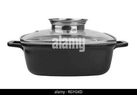 Casserole dish covered with lid isolated on white Stock Photo