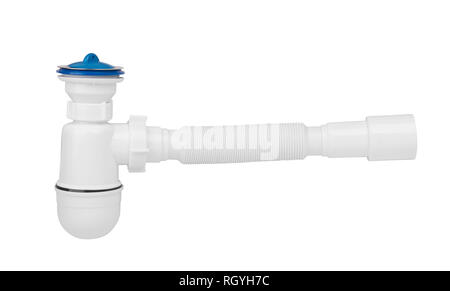plastic siphon sink isolated on white background Stock Photo