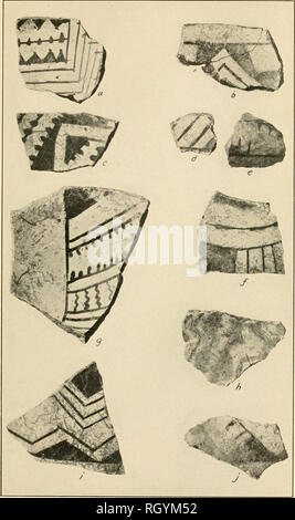 . Bulletin. Ethnology. BUREAU OF AMERICAN ETHNOLOGY BULLETIN 126 PLATE 1. Typical Potsherds From Beginning Developmental Pueblo Wares. Those in left-hand column are Chaco I; right-hand, Kana-a black on white.. Please note that these images are extracted from scanned page images that may have been digitally enhanced for readability - coloration and appearance of these illustrations may not perfectly resemble the original work.. Smithsonian Institution. Bureau of American Ethnology. Washington : G. P. O. Stock Photo