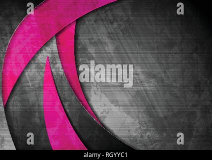 Grunge wavy material contrast pink and dark grey corporate texture background. Vector illustration Stock Vector