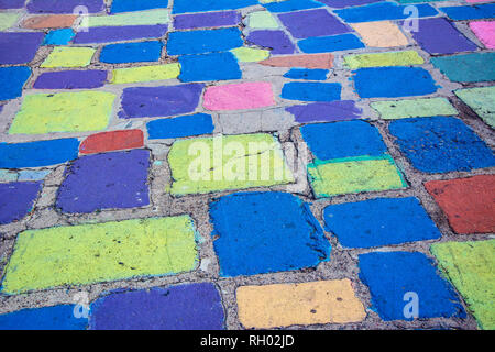 Colorful painted sidewalk Stock Photo