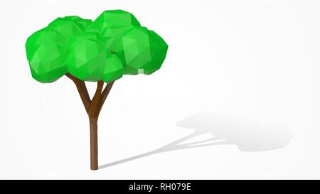 Polygonal nature tree. Stylized low poly design 3d vector element. Stock Vector