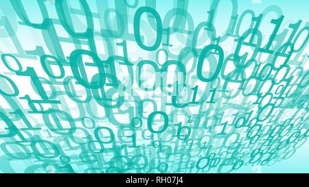 Digital mint green computer cloud numbers, random binary vector Stock Vector