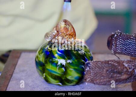 Glass Blowing a Handmade Pumpkin Stock Photo