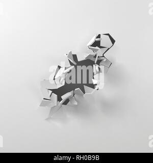 3d vector illustration of exploding white wall Stock Vector