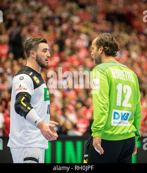 Jannik KOHLBACHER l. (GER) and goalie Silvio HEINEVETTER (GER) disappointed after the match, match for 3rd place, Germany (GER) - France (FRA) 25:26, on 27/01/2019 in Herning/Denmark Handball World Cup 2019, from 10.01. - 27.01.2019 in Germany/Denmark. | usage worldwide Stock Photo