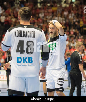 Matthias MUSCHE r. (GER) and Jannik KOHLBACHER (GER), disappointed after the match, match for 3rd place, Germany (GER) - France (FRA) 25:26, on 27.01.2019 in Herning/Denmark Handball World Cup 2019, from 10.01. - 27.01.2019 in Germany/Denmark. | usage worldwide Stock Photo
