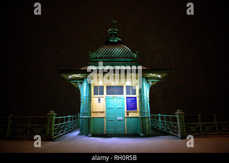 Brighton, UK. 31st January, 2019. Snow falls in Brighton UK at the Madirea  Lift Credit: Rupert Rivett/Alamy Live News Stock Photo