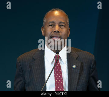 New York, NY - January 31, 2019: Secretary of US HUD Ben Carson speaks at announcement regarding NYCHA financing and monitoring at Federal Building Credit: lev radin/Alamy Live News Stock Photo