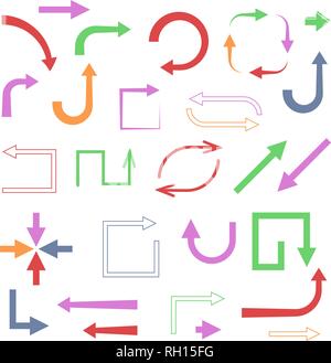 Colored flat arrows. Set of icons Stock Vector