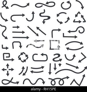 Black arrows. Set of bold flat icons Stock Vector