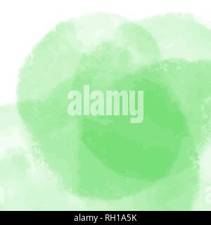 green watercolor overlapping transparent stain circle background pattern, vector illustration Stock Vector
