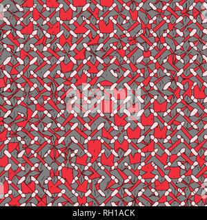 red retro irregular squared floral wallpaper background pattern, vector illustration Stock Vector
