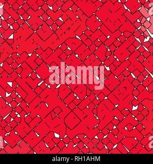 red retro irregular squared floral wallpaper background pattern, vector illustration Stock Vector