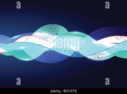 Abstract shiny color multi color wave design element and lighting effect on dark background. Vector illustration Stock Vector