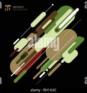 Abstract green nature color tone geometric rounded shape overlapping layer on black background. Modern style. Vector illustration Stock Vector