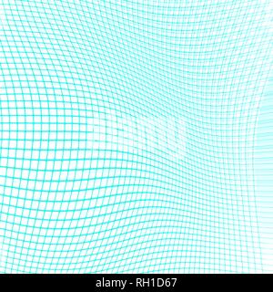 turquoise blue warped grid background pattern, vector illustration Stock Vector
