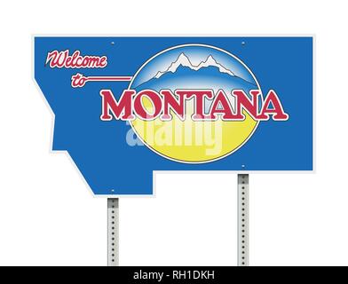 Vector illustration of the Welcome to Montana road sign Stock Vector