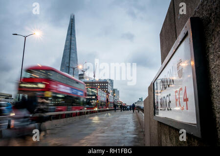 view of The Shard from London Bridge Stock Photo