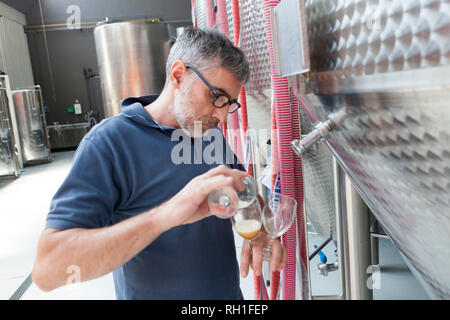 Beer tasting, Birrificio Milano Stock Photo